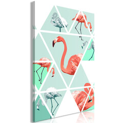 Paveikslas - Geometric Flamingos (1 Part) Vertical 60x90 cm kaina ir informacija | Reprodukcijos, paveikslai | pigu.lt