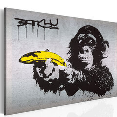 Paveikslas - Stop or the monkey will shoot! (Banksy) 120x80 cm kaina ir informacija | Reprodukcijos, paveikslai | pigu.lt