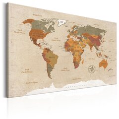 Картина - World Map: Beige Chic 60x40 см цена и информация | Репродукции, картины | pigu.lt