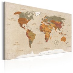 Картина - World Map: Beige Chic 90x60 см цена и информация | Репродукции, картины | pigu.lt