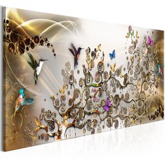 Paveikslas - Hummingbirds Dance (1 Part) Gold Narrow 135x45 cm kaina ir informacija | Reprodukcijos, paveikslai | pigu.lt