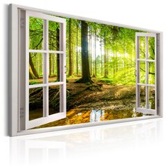 Paveikslas - Window: View on Forest 90x60 cm kaina ir informacija | Reprodukcijos, paveikslai | pigu.lt