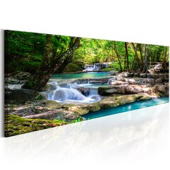 Paveikslas - Nature: Forest Waterfall 135x45 cm kaina ir informacija | Reprodukcijos, paveikslai | pigu.lt