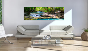 Paveikslas - Nature: Forest Waterfall 135x45 cm kaina ir informacija | Reprodukcijos, paveikslai | pigu.lt