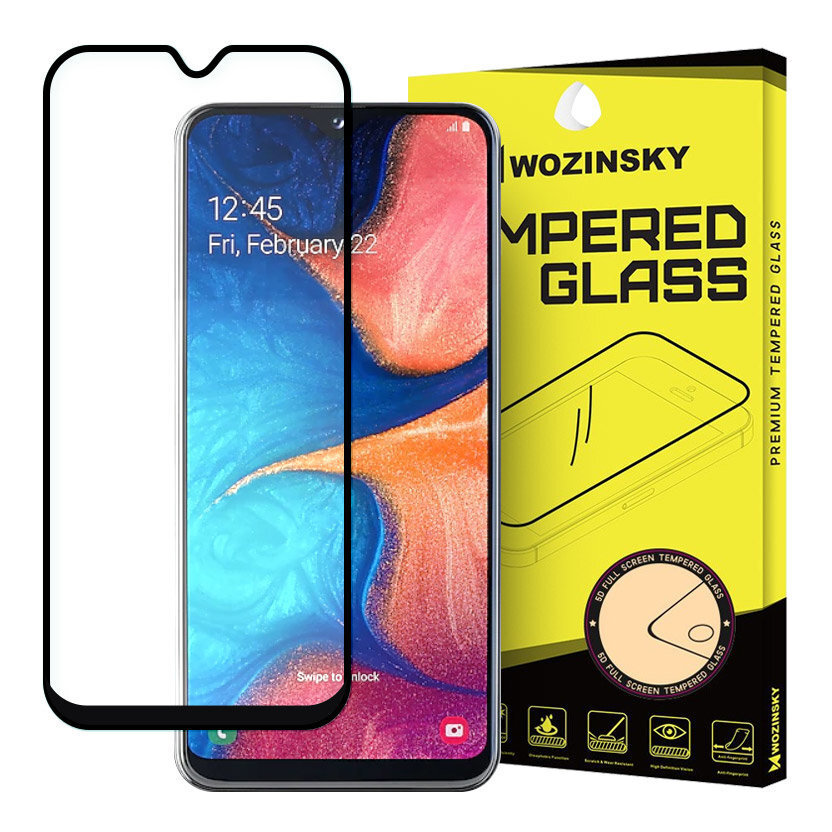 Wozinsky skirta Samsung Galaxy A20e, Juodais kraštais kaina ir informacija | Apsauginės plėvelės telefonams | pigu.lt