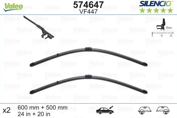 Valeo Silencio VF447 600/500mm valytuvų kompl. BMW X5 E70, BMW X6 E71/72 цена и информация | Valytuvai | pigu.lt