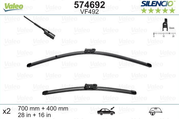 Valeo Silencio VF492 700/400mm valytuvų kompl. SEAT, VW kaina ir informacija | Valytuvai | pigu.lt