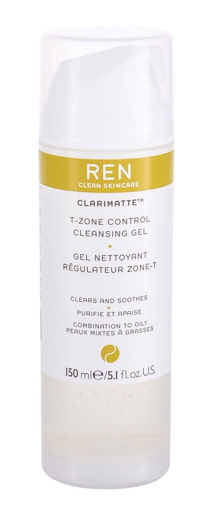 Valomoji veido želė Ren Clean Skincare Clarimatte T-Zone Control 150 ml цена и информация | Veido prausikliai, valikliai | pigu.lt