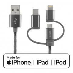 Deltaco IPLH-597, Micro USB, USB C, Lightning, 1m kaina ir informacija | Laidai telefonams | pigu.lt