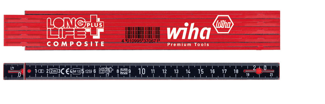 Sulankstomas metras WIHA Longlife Plus Composite (2 m, 10 segmentų) kaina ir informacija | Mechaniniai įrankiai | pigu.lt