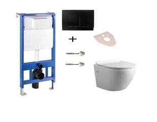 Potinkinis WC rėmas Mexen 5in1 Fenix Slim 6/4 L, 4,5/3 L, 8 cm su klozetu Lena Rimless Slim kaina ir informacija | Klozetai | pigu.lt