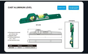 Gulsčiukas su magnetais Insize (250 mm) kaina ir informacija | Insize Santechnika, remontas, šildymas | pigu.lt