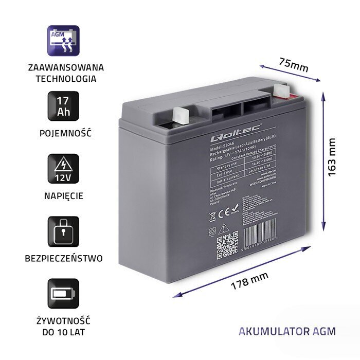 Qoltec 53046 kaina ir informacija | Nepertraukiamo maitinimo šaltiniai (UPS) | pigu.lt