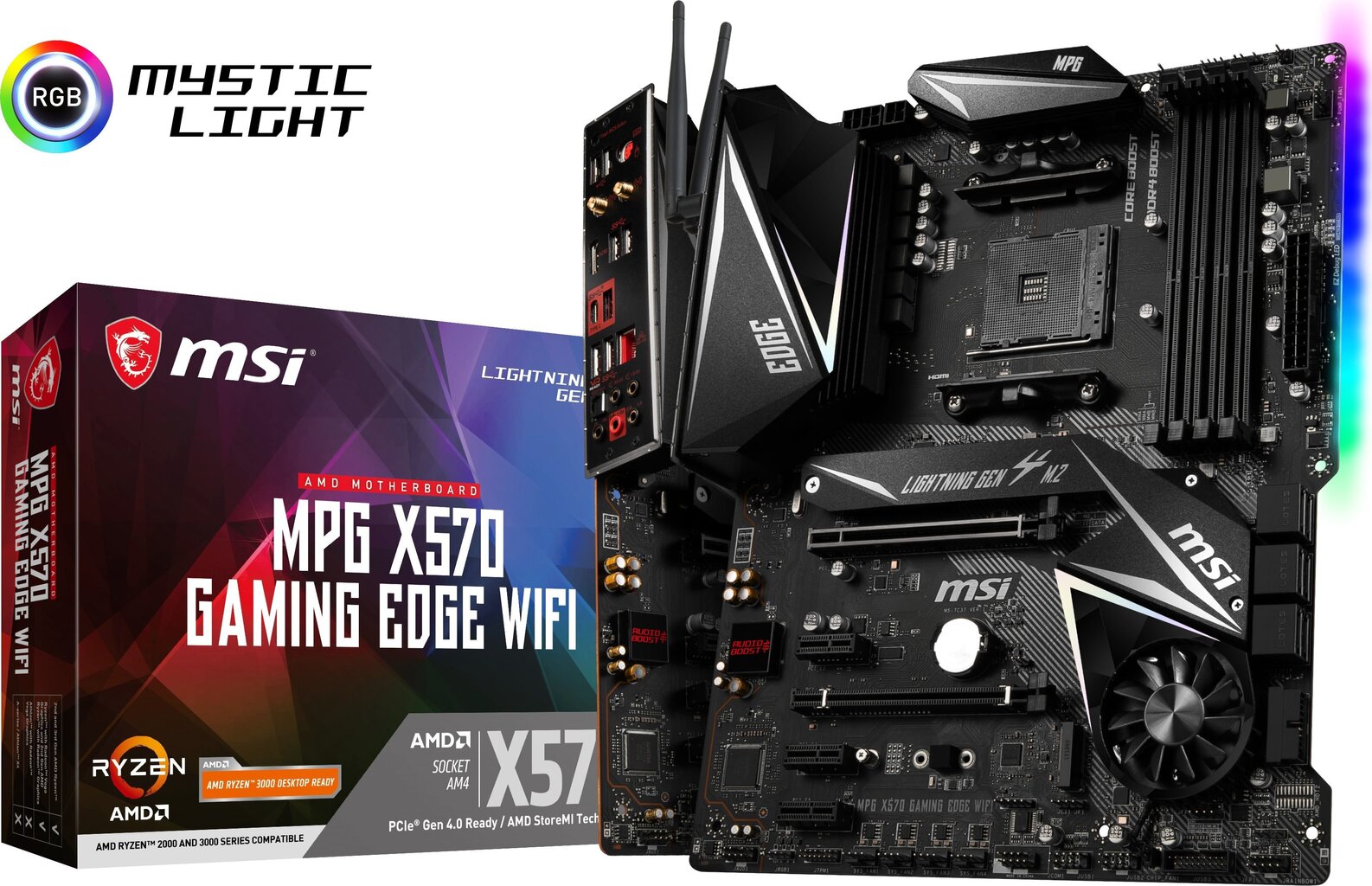 MSI MPG X570 Gaming Edge (WI-FI) kaina ir informacija | Pagrindinės plokštės | pigu.lt