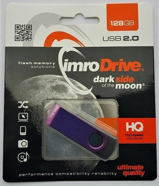 Pen drive IMRO AXIS/128G USB (128GB; USB 2.0; purple color) kaina ir informacija | USB laikmenos | pigu.lt