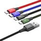 USB Kabelis Baseus 2X Lightning / USB Type C / Micro USB 3.5A 1.2m, juodas kaina ir informacija | Laidai telefonams | pigu.lt