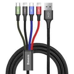 USB кабель Baseus 2X Lightning / USB Type C / Micro USB 3.5A, 1.2 м, черный цена и информация | Кабели для телефонов | pigu.lt