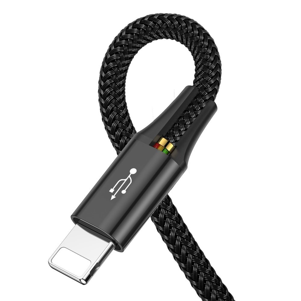 Baseus Lightning / USB Type C / 2x micro USB nylon braided cable 3.5A 1.2m black (CA1T4-C01) kaina ir informacija | Laidai telefonams | pigu.lt