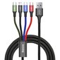 Baseus Lightning / USB Type C / 2x micro USB nylon braided cable 3.5A 1.2m black (CA1T4-C01) цена и информация | Laidai telefonams | pigu.lt