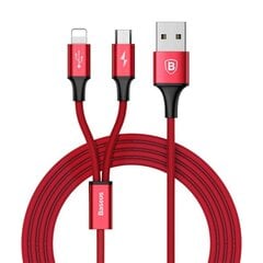Kabelis Baseus USB Rapid 2In1 Lightning / Micro Usb 3A 1.2m, raudonas (CAML-SU09) kaina ir informacija | Laidai telefonams | pigu.lt