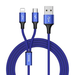 Кабель Baseus Rapid 2In1 USB Lightning / Micro Usb 3A, 1.2 м, синий (CAML-SU13) цена и информация | Кабели для телефонов | pigu.lt