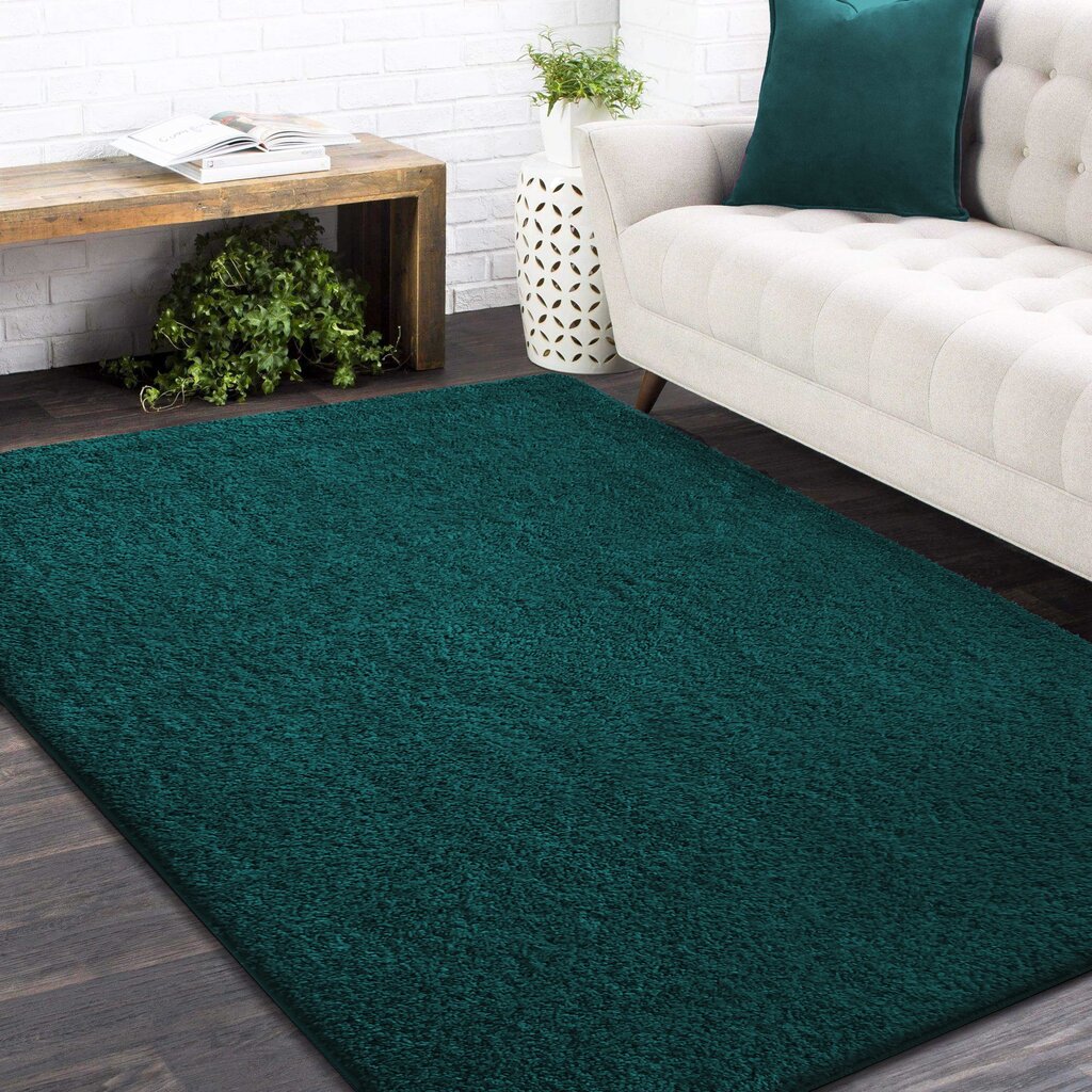 Neslystantis kilimas Shaggy Dark Green, 80x150 cm, 20 mm, polipropilenas kaina ir informacija | Kilimai | pigu.lt