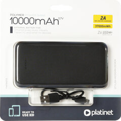 Platinet power bank 10000mAh Polymer, black (44817) цена и информация | Зарядные устройства Power bank | pigu.lt