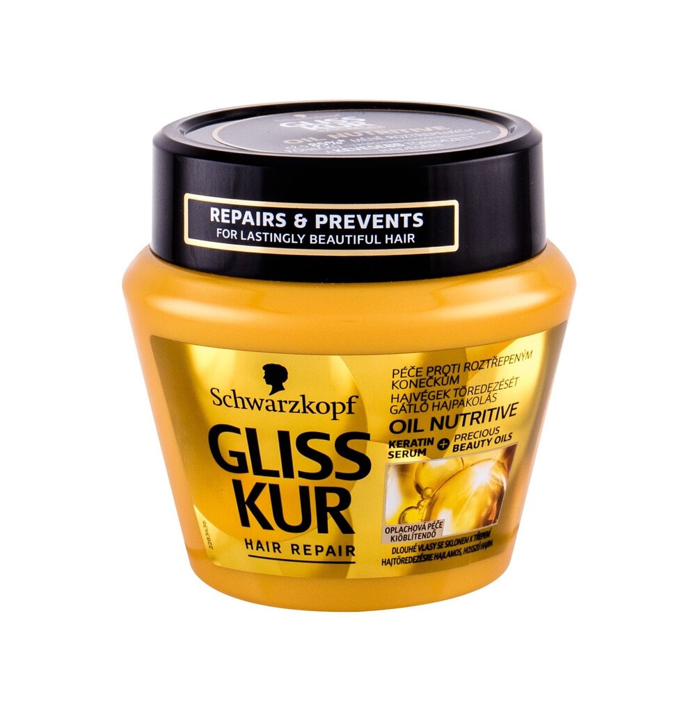 Kaukė plaukams skilinėjančias galiukais Schwarzkopf GLISS KUR Oil Nutritive 300 ml kaina ir informacija | Priemonės plaukų stiprinimui | pigu.lt