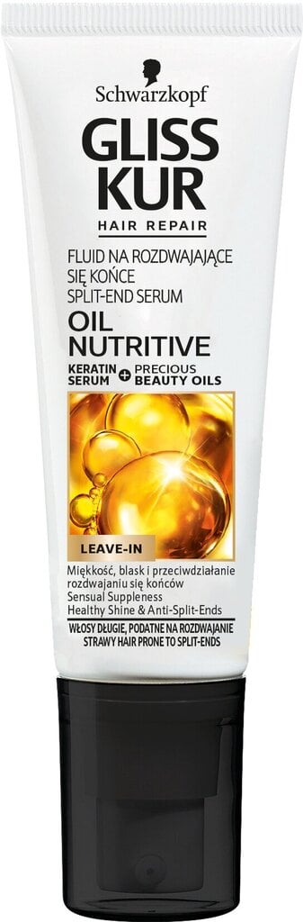 Fluidas skilinėjantiems plaukų galiukams Schwarzkopf GLISS Oil Nutritive 50 ml kaina ir informacija | Priemonės plaukų stiprinimui | pigu.lt