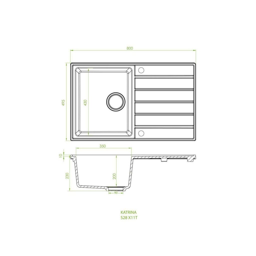 Dirbtinio granito virtuvinė plautuvė Delinia Katrina S28, smėlio kaina ir informacija | Virtuvinės plautuvės | pigu.lt