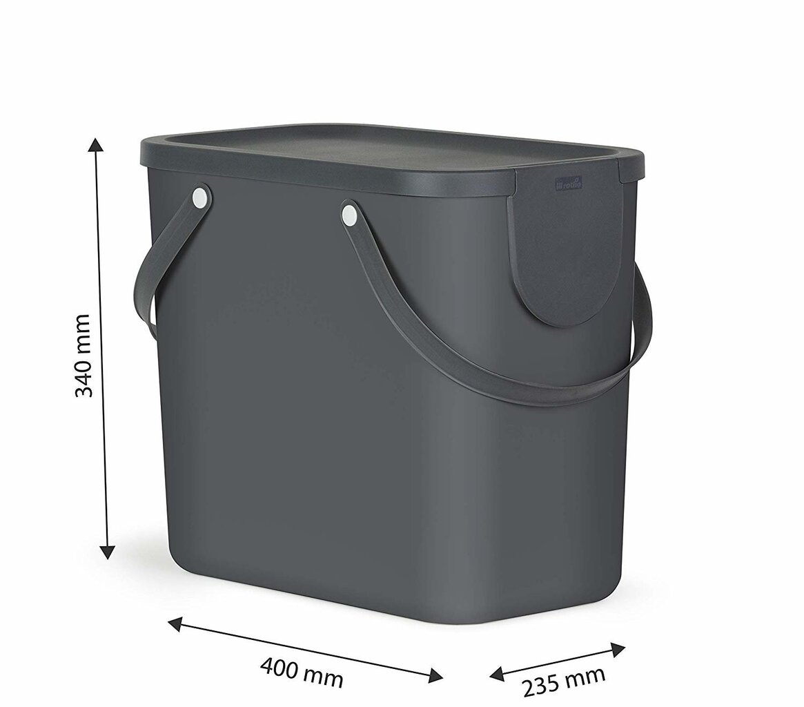 Šiukšlių dėžė rūšiavimui Rotho ALBULA 25L, juoda kaina ir informacija | Šiukšliadėžės | pigu.lt