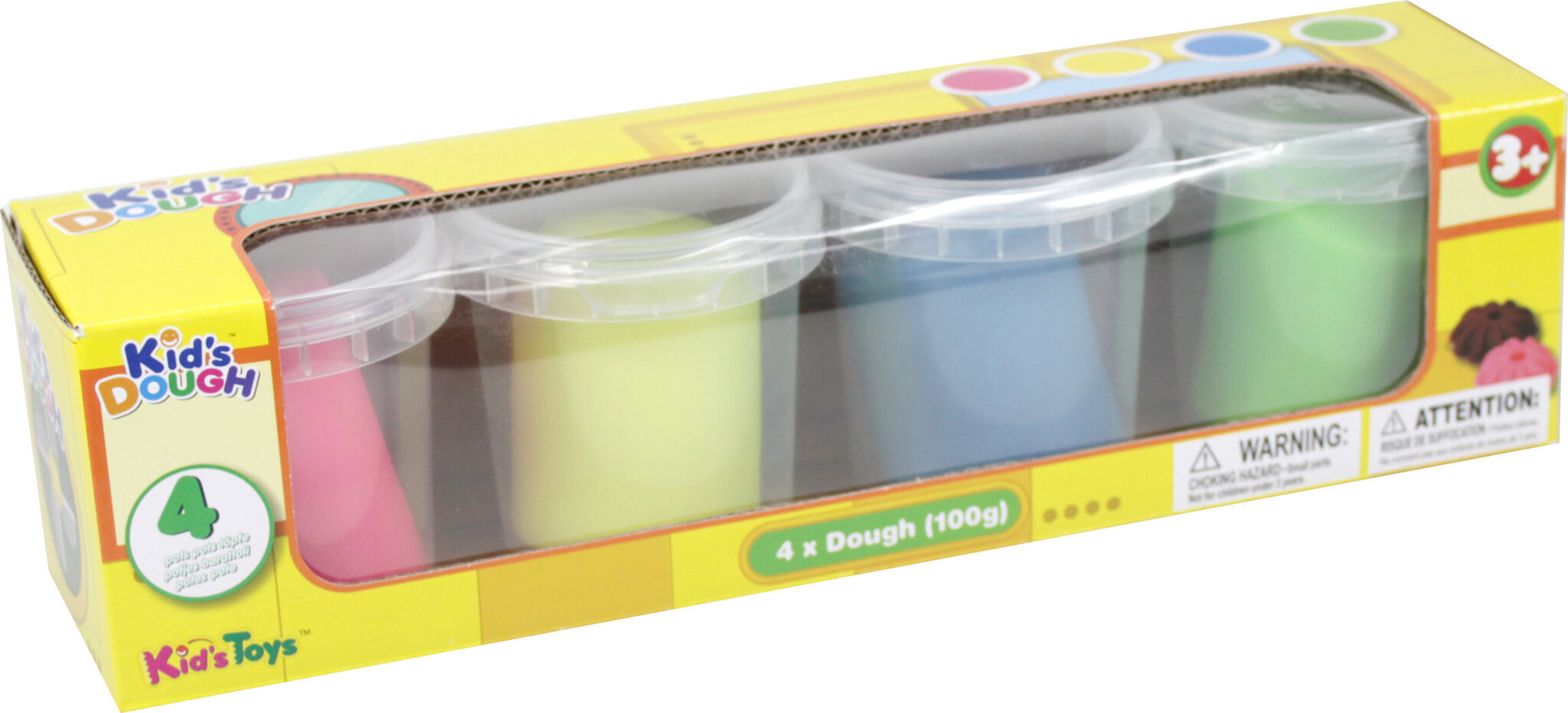 Lipdymo masė Kids Dough neoninė 4 x 100g kaina ir informacija | Lavinamieji žaislai | pigu.lt