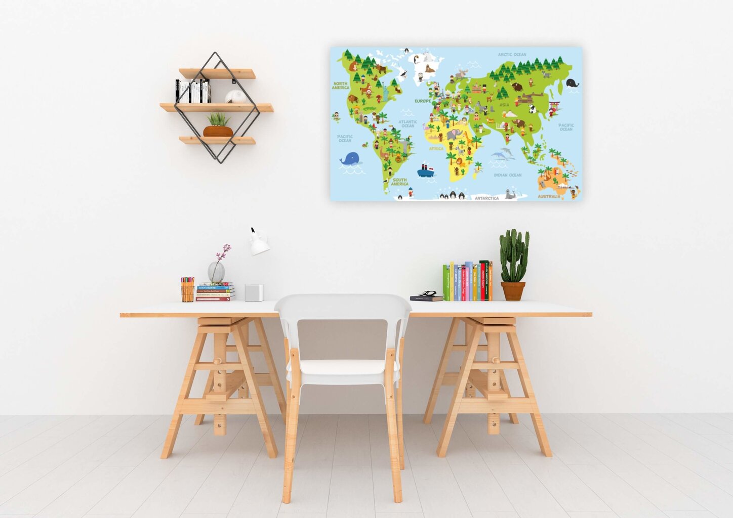 Kamštinis paveikslas - Žemėlapis vaiko kambariui [Kamštinis žemėlapis], 90x60 cm. цена и информация | Reprodukcijos, paveikslai | pigu.lt