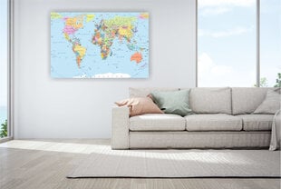 Карта мира с росписью из пробки, 70х50 см. цена и информация | Репродукции, картины | pigu.lt