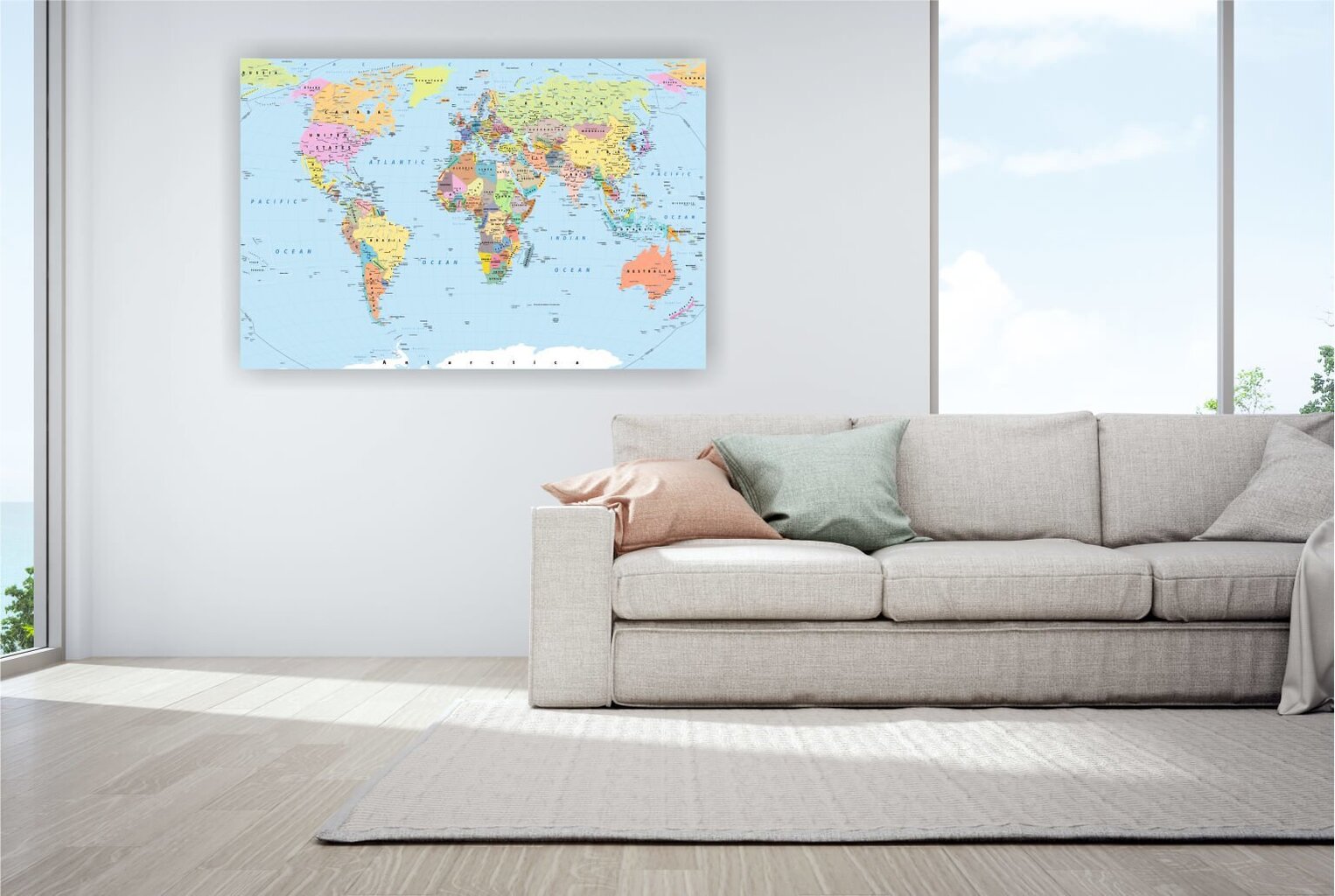 Kamštinis paveikslas pasaulio žemėlapis, 90x60 cm. kaina ir informacija | Reprodukcijos, paveikslai | pigu.lt