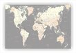 Kamštinis paveikslas - Pasaulio žemėlapis. Detalus. Pilkas. [Kamštinis žemėlapis], 70x50 cm. kaina ir informacija | Reprodukcijos, paveikslai | pigu.lt