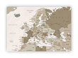 Kamštinis paveikslas Europos žemėlapis, rusvas, 70x50 cm. kaina ir informacija | Reprodukcijos, paveikslai | pigu.lt