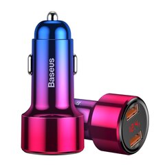 Baseus Magic Series Dual QC Car Charger with digital display 2x USB QC3.0 45W 6A Red (CCMLC20A-09) kaina ir informacija | Krovikliai telefonams | pigu.lt