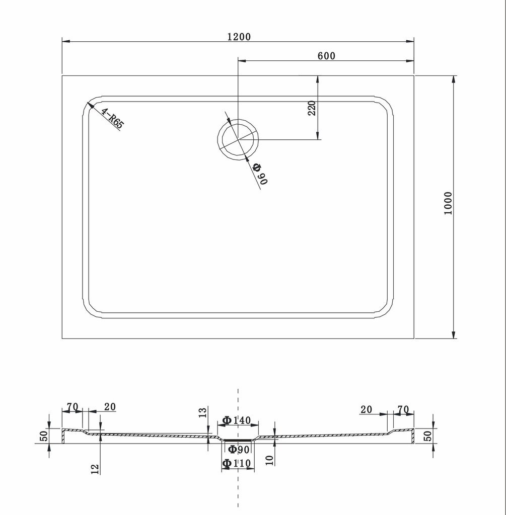 Stačiakampis dušo padėklas Mexen Slim su sifonu, 120x70,120x80,120x90,120x100 cm kaina ir informacija | Dušo padėklai | pigu.lt