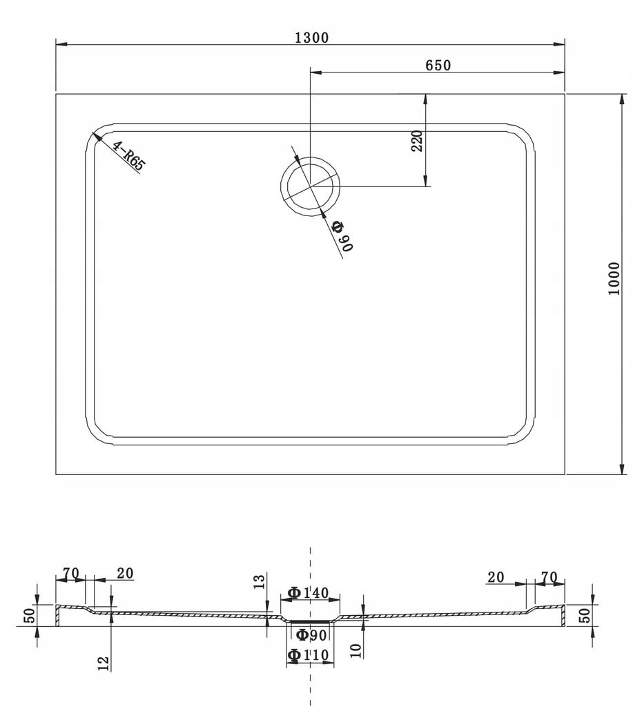 Stačiakampis dušo padėklas Mexen Slim su sifonu, 140x70,140x80,140x90,140x100 cm kaina ir informacija | Dušo padėklai | pigu.lt