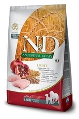 FARMINA N&D ANCESTRAL GRAIN DOG LIGHT - CHICKEN. ВЕРБИНА И ГРАНАТ ДЛЯ ВЗРОСЛЫХ СРЕДНИЙ И МАКСИ 12кг цена и информация | Сухой корм для собак | pigu.lt