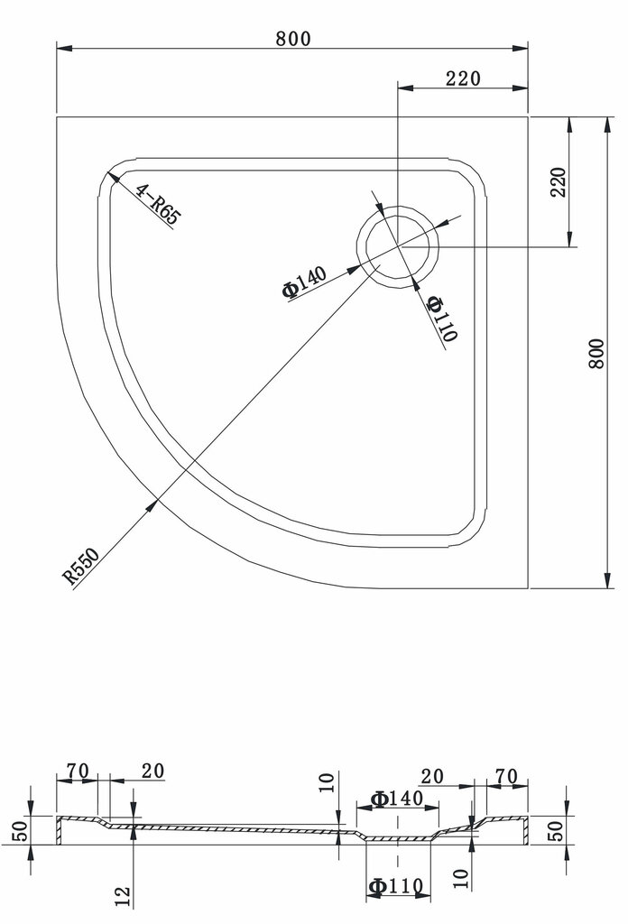 Pusapvalis dušo padėklas Mexen Slim su sifonu, 70x70,80x80,90x90 cm kaina ir informacija | Dušo padėklai | pigu.lt