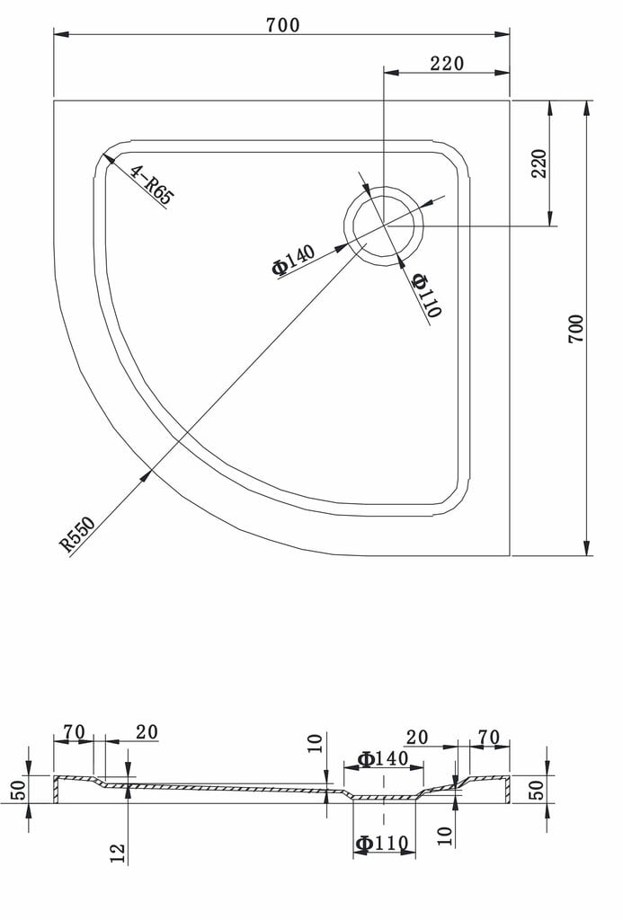 Pusapvalis dušo padėklas Mexen Slim su sifonu, 70x70,80x80,90x90 cm kaina ir informacija | Dušo padėklai | pigu.lt