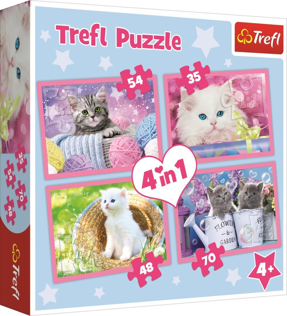 Dėlionių rinkinys Trefl Kačiukai, 35+70+54+48 d. kaina ir informacija | Dėlionės (puzzle) | pigu.lt