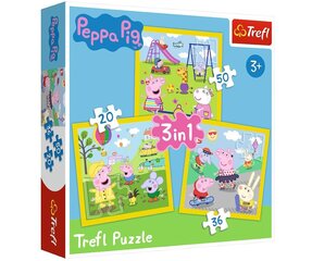 Dėlionių rinkinys Trefl Kiaulytė Pepa (Peppa Pig ) 3 in 1, 20+50+36 d. kaina ir informacija | Dėlionės (puzzle) | pigu.lt