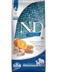 Farmina N&D Ocean Dog корм для собак средних и крупных пород с треской и апельсинами, 12 кг цена и информация |  Сухой корм для собак | pigu.lt