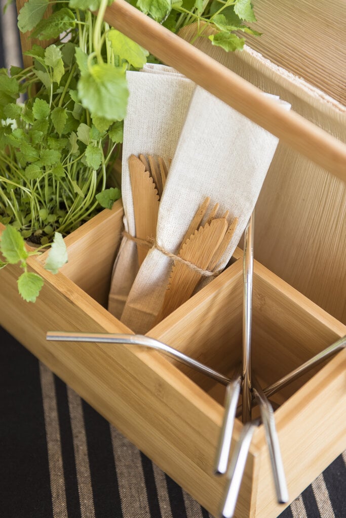 Maku bambukinis stalo įrankių dėklas kaina ir informacija | Virtuvės įrankiai | pigu.lt