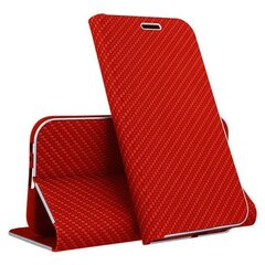 Mocco Carbon Leather Book Case For Apple iPhone X / XS Red kaina ir informacija | Telefono dėklai | pigu.lt