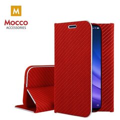 Mocco Carbon Leather Book Case For Apple iPhone X / XS Red kaina ir informacija | Telefono dėklai | pigu.lt