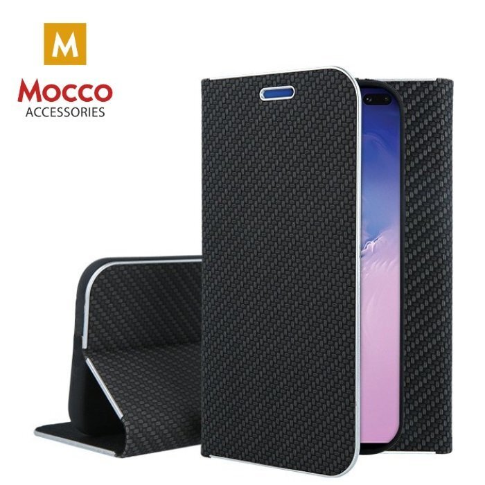 Mocco Carbon Leather Book Case For Samsung A405 Galaxy A40 Black kaina ir informacija | Telefono dėklai | pigu.lt